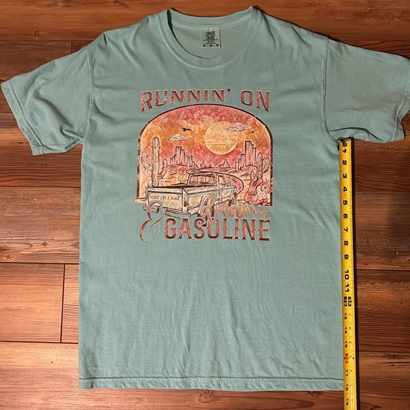 Comfort Color “Runnin’ On Dreams & Gasoline” // Size Medium // Color: Teal - Picture 3 of 3